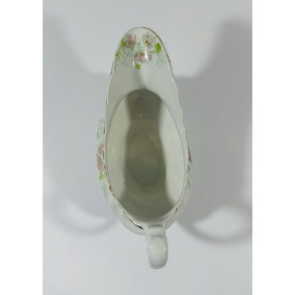 Excelsior Porcelain Gravy Boat Vintage Antique White Pink Green Floral Pattern - Picture 8 of 15